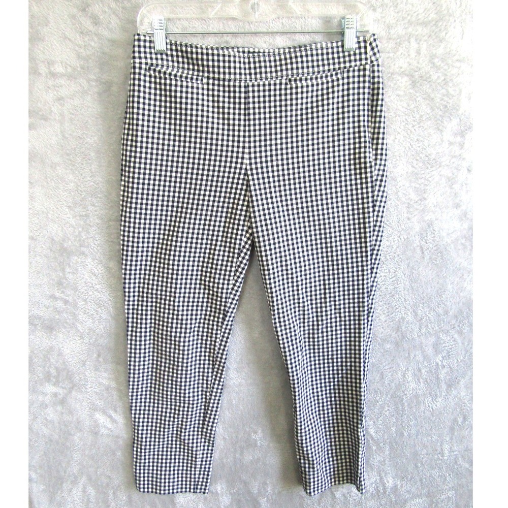 J.Crew Chatham Pant Black White Gingham Check Side Zip Cropped Tapered Size 4P
